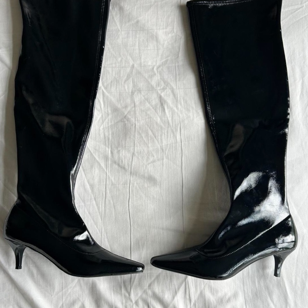 Abound Shiny Black Over the Knee Boots